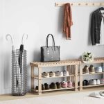 Pantofar 2-în-1 cu bancă, lemn masiv de brad GartenMobel Dekor