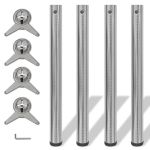 242136 4 Height Adjustable Table Legs Brushed Nickel 710 mm GartenMobel Dekor