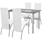Set masă cu scaune, 5 piese, Alb GartenMobel Dekor