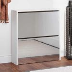 Pantofar cu oglindă și 2 niveluri, alb, 63 x 17 x 67 cm GartenMobel Dekor