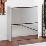 Pantofar cu oglindă și 2 niveluri, alb, 63 x 17 x 67 cm GartenMobel Dekor