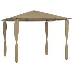 Pavilion cu huse pentru stâlpi, gri taupe, 3x3x2,6 m, 160 g/m² GartenMobel Dekor