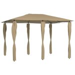 Pavilion cu huse pentru stâlpi, gri taupe, 3x4x2,6 m, 160 g/m² GartenMobel Dekor