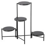 Suport pentru flori cu structura metalica, 4 niveluri, cu rafturi rotunde, 60x43x60 cm, negru Household NewTrend