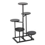 Suport pentru flori cu structura metalica, 5 niveluri, cu rafturi rotunde, 47x47x80 cm, negru Household NewTrend