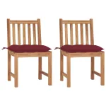 Scaune de grădină cu perne, 2 buc., lemn masiv de tec GartenMobel Dekor