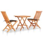 Set bistro cu perne gri taupe, 3 piese, lemn masiv tec GartenMobel Dekor