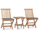 Set mobilier exterior pliabil cu perne, 3 piese, lemn masiv tec GartenMobel Dekor