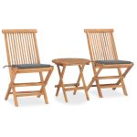 Set mobilier exterior pliabil cu perne, 3 piese, lemn masiv tec GartenMobel Dekor