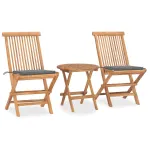 Set mobilier exterior pliabil cu perne, 3 piese, lemn masiv tec GartenMobel Dekor