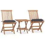 Set mobilier exterior pliabil cu perne, 3 piese, lemn masiv tec GartenMobel Dekor