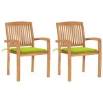 Scaune de grădină cu perne verde aprins, 2 buc., lemn masiv tec GartenMobel Dekor