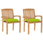 Scaune de grădină cu perne verde aprins, 2 buc., lemn masiv tec GartenMobel Dekor