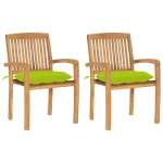 Scaune de grădină cu perne verde aprins, 2 buc., lemn masiv tec GartenMobel Dekor
