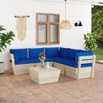 Set mobilier grădină din paleți cu perne, 6 piese, lemn molid GartenMobel Dekor
