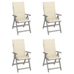 Scaune grădină rabatabile cu perne, 4 buc., lemn masiv acacia GartenMobel Dekor