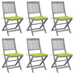 Scaune pliante de exterior cu perne 6 buc. lemn masiv de acacia GartenMobel Dekor