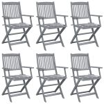 Scaune pliante de exterior cu perne 6 buc. lemn masiv de acacia GartenMobel Dekor