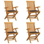 Scaune de grădină cu perne gri taupe, 4 buc., lemn masiv de tec GartenMobel Dekor