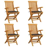 Scaune de grădină cu perne gri taupe, 4 buc., lemn masiv de tec GartenMobel Dekor