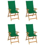 Scaune de grădină cu perne verzi, 4 buc., lemn masiv de tec GartenMobel Dekor