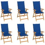 Scaune grădină cu perne albastru regal, 6 buc., lemn masiv tec GartenMobel Dekor
