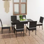 Set de mobilier de exterior, 7 piese, negru, poliratan GartenMobel Dekor