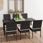 Set de mobilier de grădină, 7 piese, negru, poliratan GartenMobel Dekor