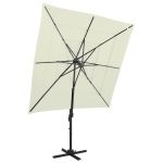 Umbrelă de soare 4 niveluri, stâlp aluminiu, nisipiu 250x250 cm GartenMobel Dekor