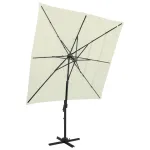 Umbrelă de soare 4 niveluri, stâlp aluminiu, nisipiu 250x250 cm GartenMobel Dekor