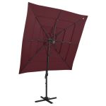 Umbrelă cu 4 niveluri, stâlp aluminiu, roșu bordo, 250x250 cm GartenMobel Dekor