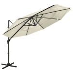 Umbrelă de soare 4 niveluri, stâlp de aluminiu, nisipiu, 3x3 m GartenMobel Dekor