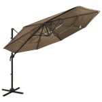 Umbrelă de soare 4 niveluri, stâlp de aluminiu, taupe, 3x3 m GartenMobel Dekor