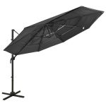 Umbrelă de soare cu 4 niveluri, stâlp aluminiu, antracit, 3x3 m GartenMobel Dekor