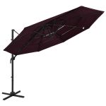 Umbrelă soare cu 4 niveluri, stâlp aluminiu, roșu bordo, 3x3 cm GartenMobel Dekor