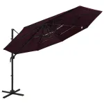 Umbrelă soare cu 4 niveluri, stâlp aluminiu, roșu bordo, 3x3 cm GartenMobel Dekor