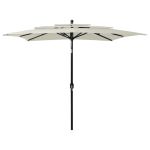 Umbrelă de soare 3 niveluri, stâlp aluminiu, nisipiu, 2,5x2,5 m GartenMobel Dekor