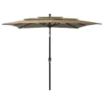 Umbrelă de soare 3 niveluri, stâlp aluminiu, taupe, 2,5x2,5 m GartenMobel Dekor
