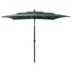 Umbrelă de soare 3 niveluri, stâlp aluminiu, verde, 2,5x2,5 m GartenMobel Dekor
