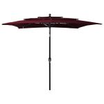 Umbrelă de soare 3 niveluri stâlp aluminiu roșu bordo 2,5x2,5 m GartenMobel Dekor