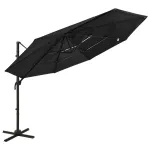 Umbrelă de soare cu 4 niveluri, stâlp aluminiu, negru, 3x3 m GartenMobel Dekor