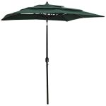 Umbrelă grădină 3 niveluri, stâlp din aluminiu, verde, 2x2 m GartenMobel Dekor