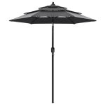 Umbrelă de grădină 3 niveluri, stâlp aluminiu, antracit, 2 m GartenMobel Dekor