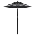 Umbrelă de grădină 3 niveluri, stâlp aluminiu, antracit, 2 m GartenMobel Dekor