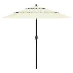 Umbrelă de grădină 3 niveluri, stâlp aluminiu, nisipiu, 2,5 m GartenMobel Dekor