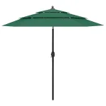 Umbrelă de grădină cu 3 niveluri, stâlp aluminiu, verde, 2,5 m GartenMobel Dekor