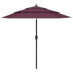 Umbrelă grădină 3 niveluri, stâlp aluminiu, roșu bordo, 2,5 m GartenMobel Dekor