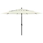 Umbrelă grădină cu 3 niveluri, stâlp aluminiu, nisipiu, 3,5 m GartenMobel Dekor