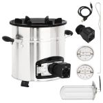 Aragaz cu lemne, cu ventilator USB argintiu, 35,5x26x28 cm oțel GartenMobel Dekor