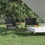 Scaune de camping, 2 buc., negru, 54x43x59 cm, țesătură Oxford GartenMobel Dekor